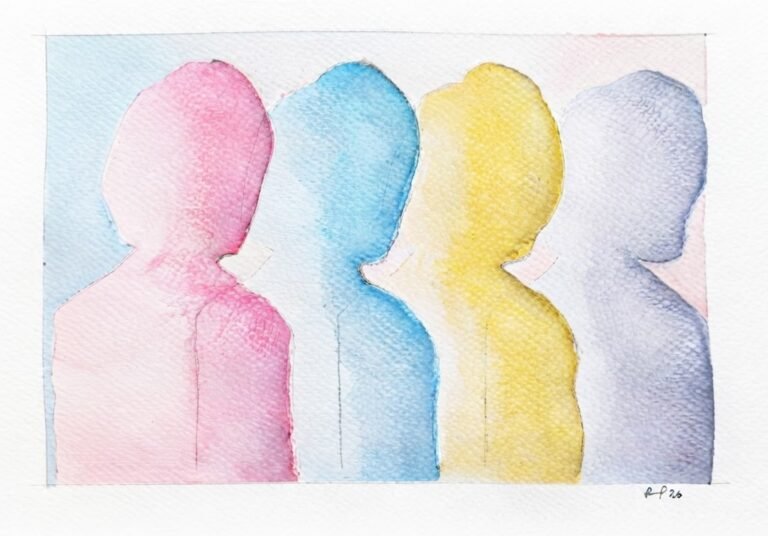Acuarela denominada síndrome del impostor autor David Cardozo The Artistic Coaching Tool Box